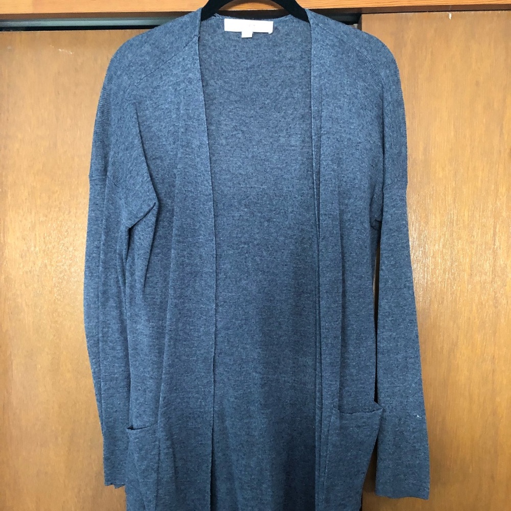 Loft long blue cardigan with pockets